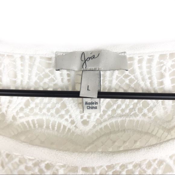 JOIE Coastal Lace Inset White Blouse Top L - Picture 10 of 12